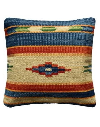 Zia Kilim Cushion Cover-16x16 Inches-Craftinence