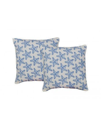 copy of Craftinence Blue Damask Ajrakh Cushion Cover with Mirror & Hand Embroidery - Set of 2