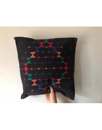 Craftinence Black & Multicolor Embroidered Pattern - Set of 2-Cotton Cushion Cover 16x16
