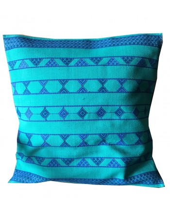 Craftinence Sea Green & Blue Embroidered Pattern - Set of 2-Cotton Cushion Cover 16x16