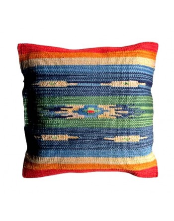 Rainbow Kilim Cushion Cover-16x16 Inches-Craftinence