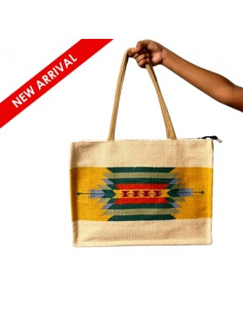 Craftinence Boho Sutra - Marigold Shoulder Bag for women - Tote Bag - handwoven artisanal bag
