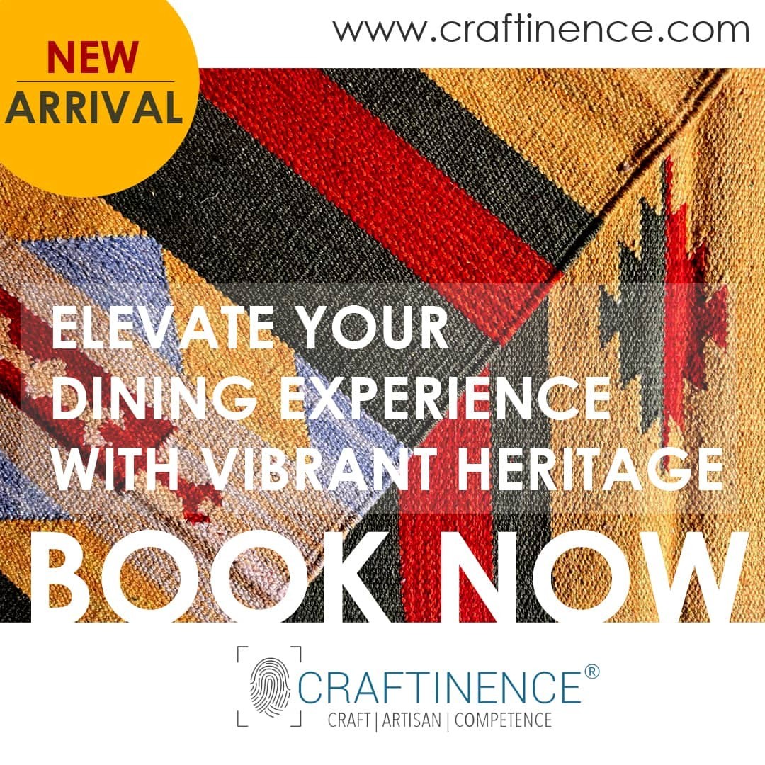 Cherish dining  experience with Craftinence colorful handmade Cotton Kilim Table Runners with Geometric patterns